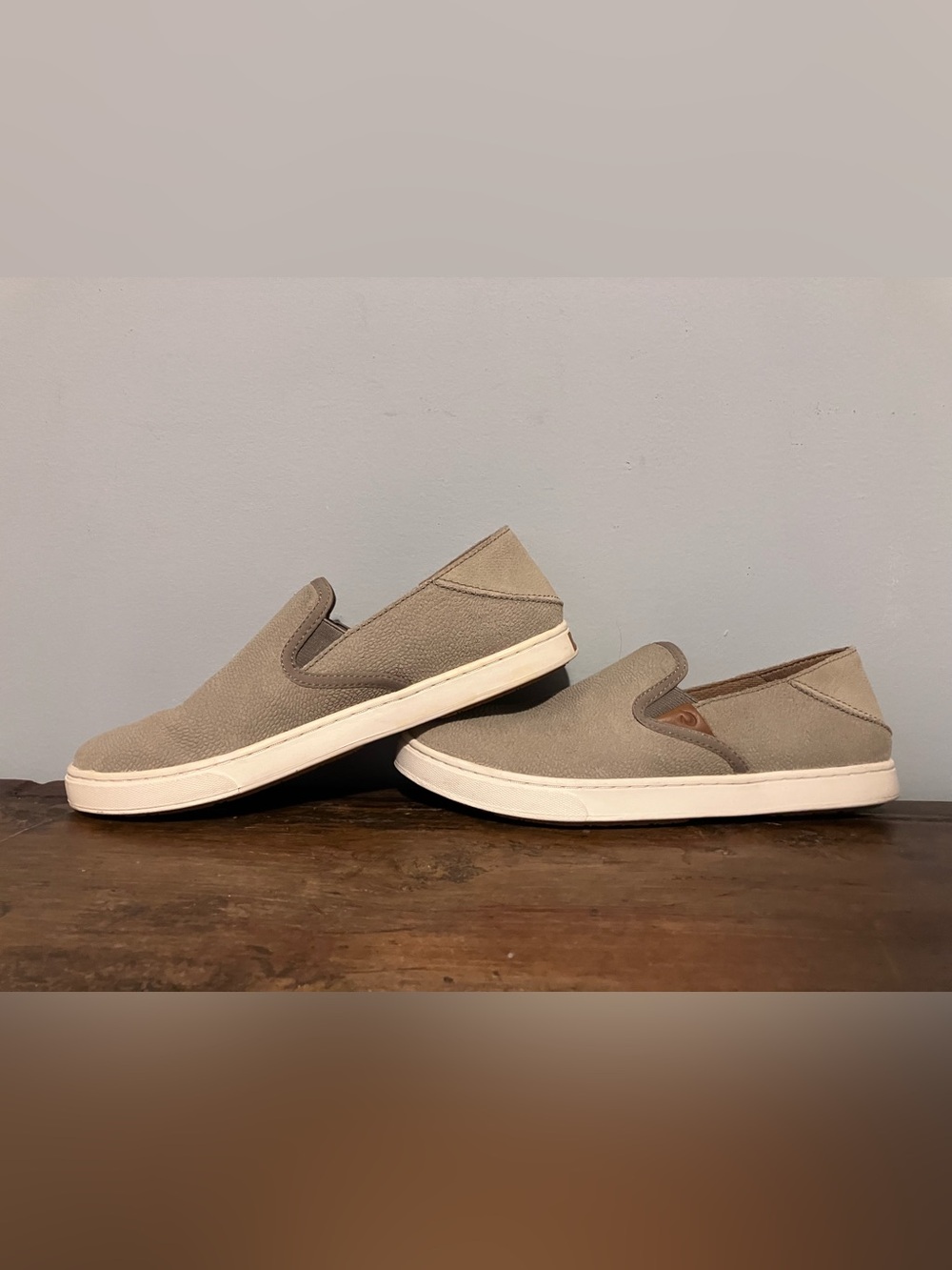 OluKai Pehuea Leather Slip-On Sneakers Clay - Picture 5 of 12
